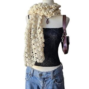 Elegant Cream Crochet Scarf